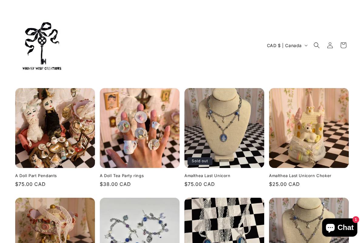 whimsywispcreations.com homepage screenshot