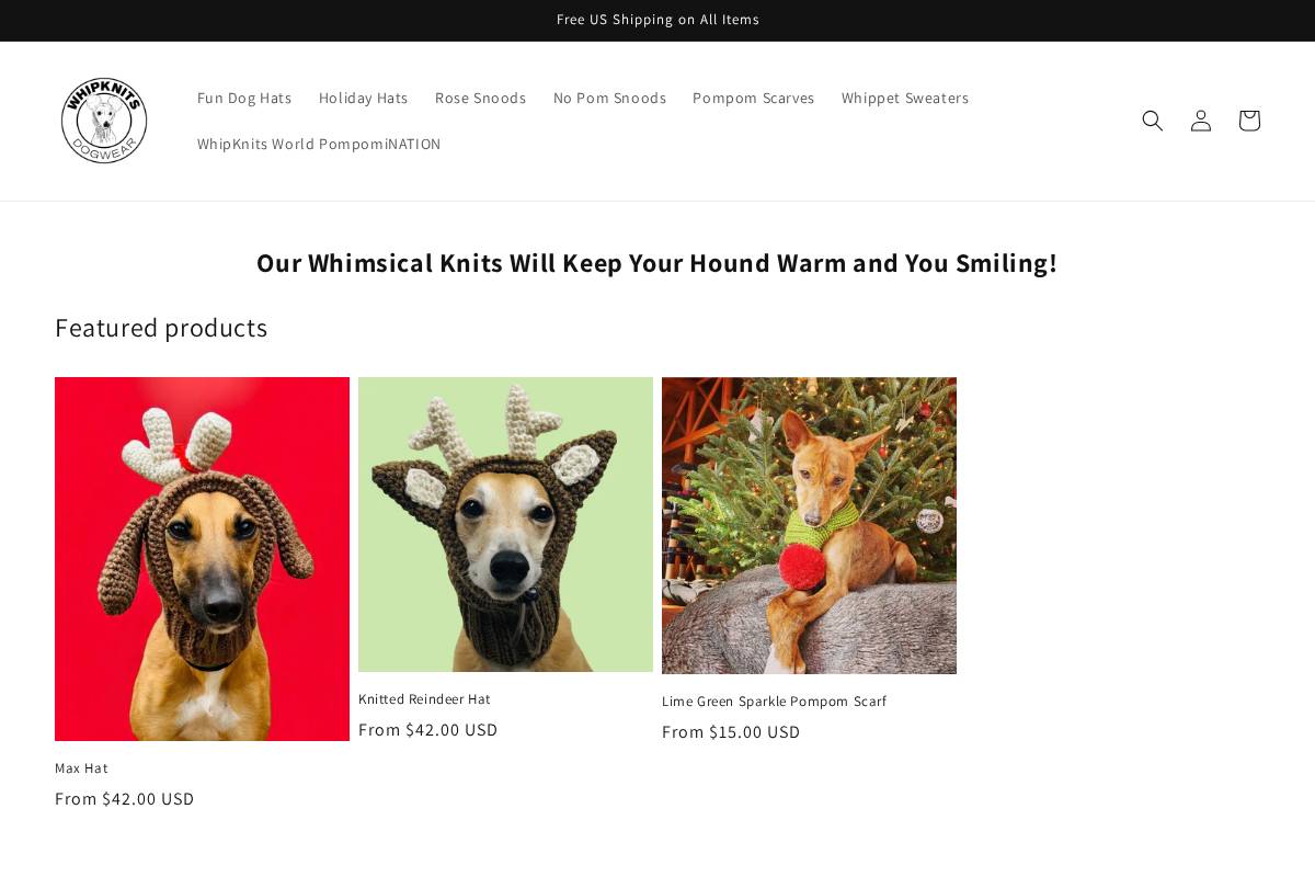 whipknits.com homepage screenshot