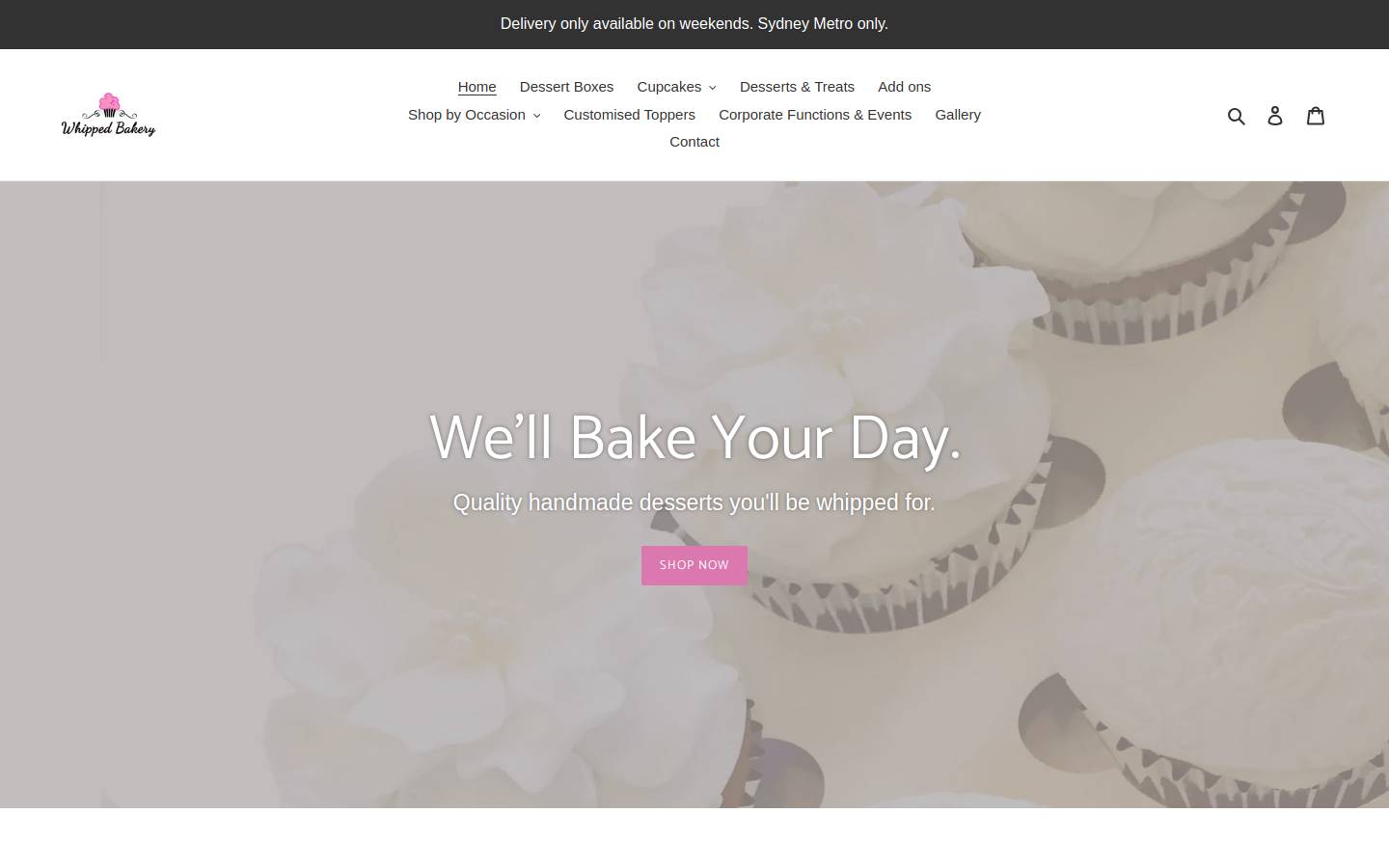 whippedbakery.com.au homepage screenshot