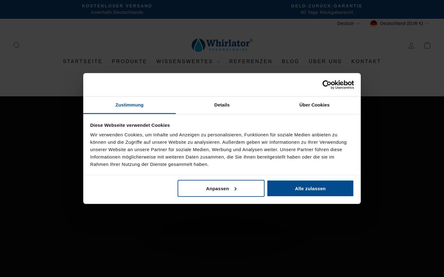 Whirlator homepage screenshot