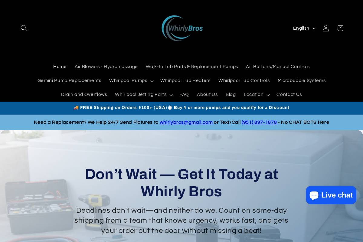 whirlybros.com homepage screenshot