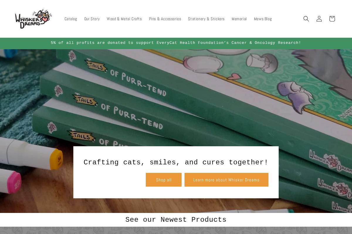 whisker-dreams.com homepage screenshot