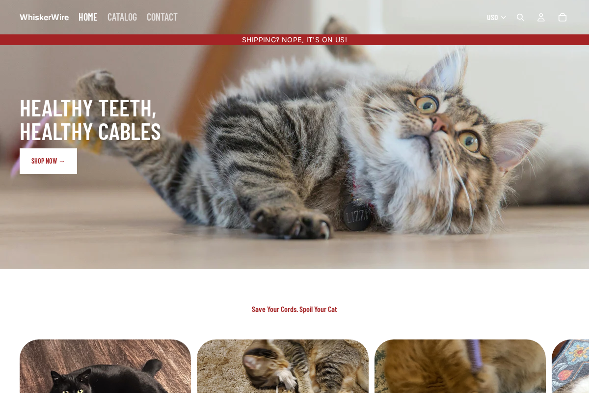 whiskerwire.shop homepage screenshot