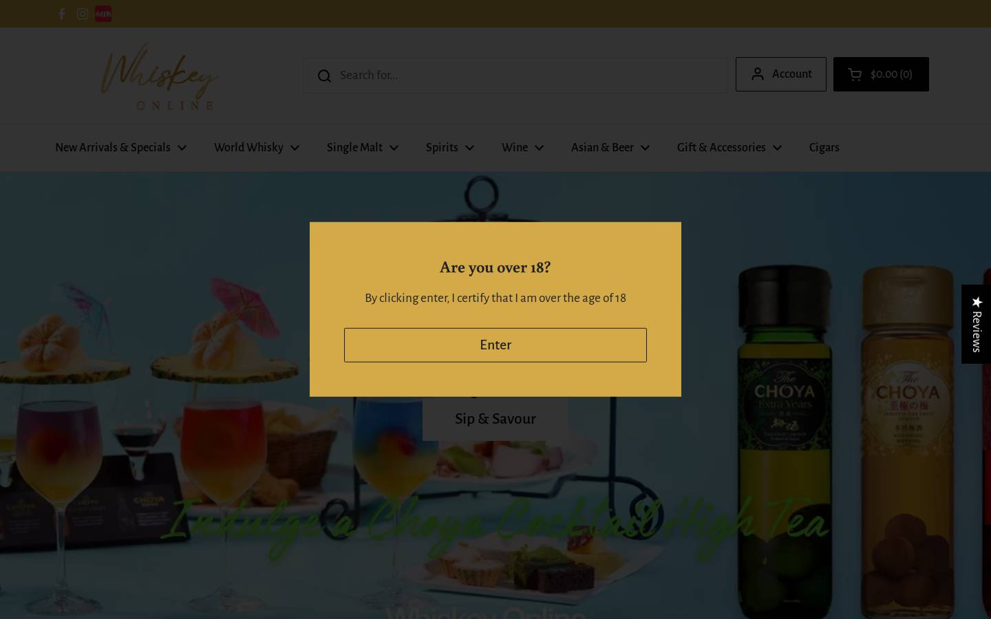 Whiskeyonline homepage screenshot