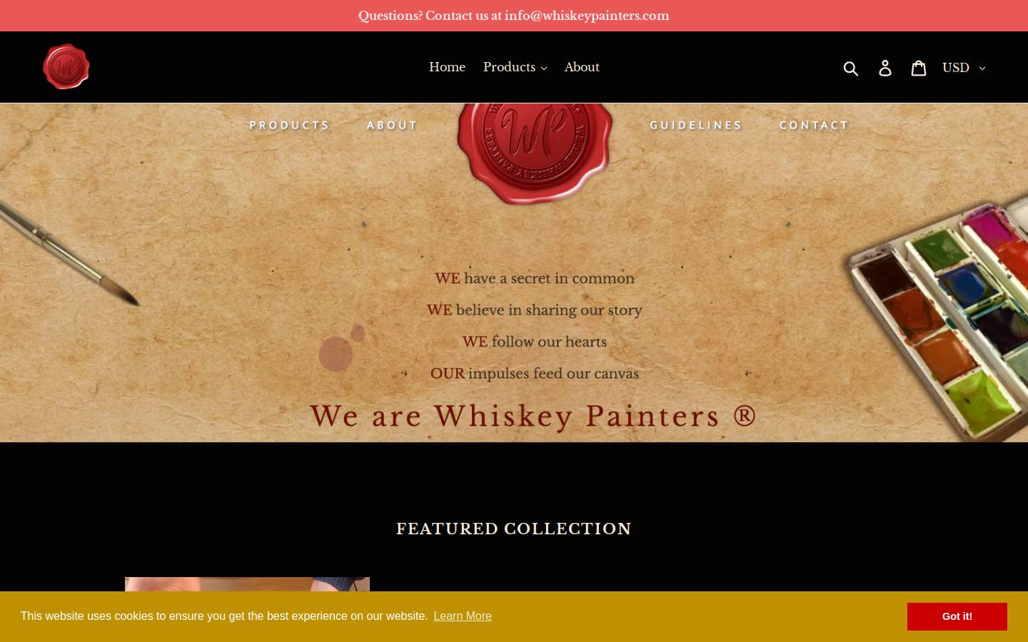 whiskeypainters.com homepage screenshot