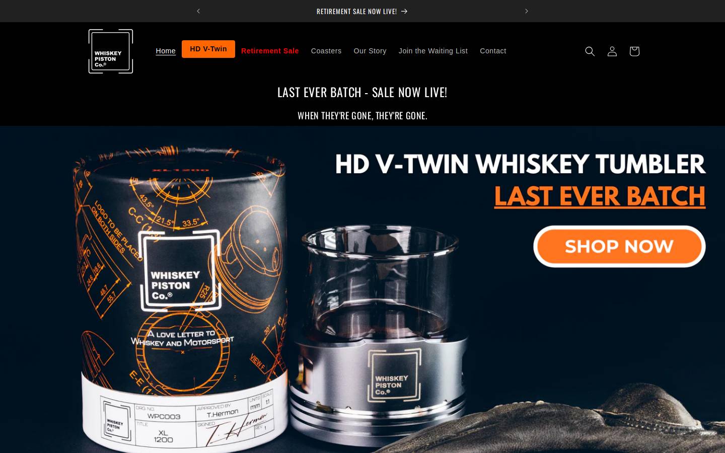 Whiskey Piston Co. homepage screenshot
