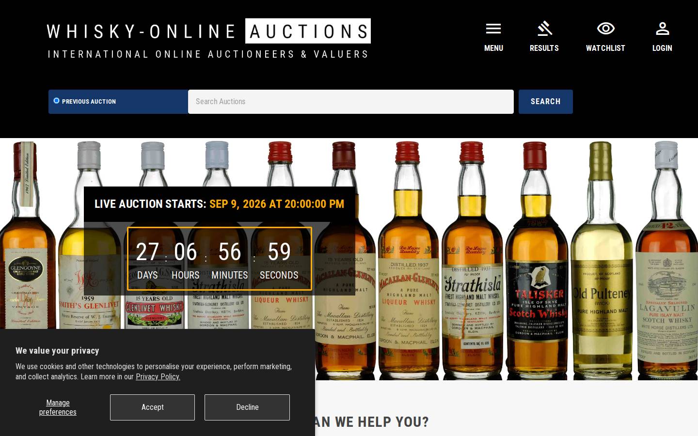 Whisky Online Auctions - Whisky Auction homepage screenshot