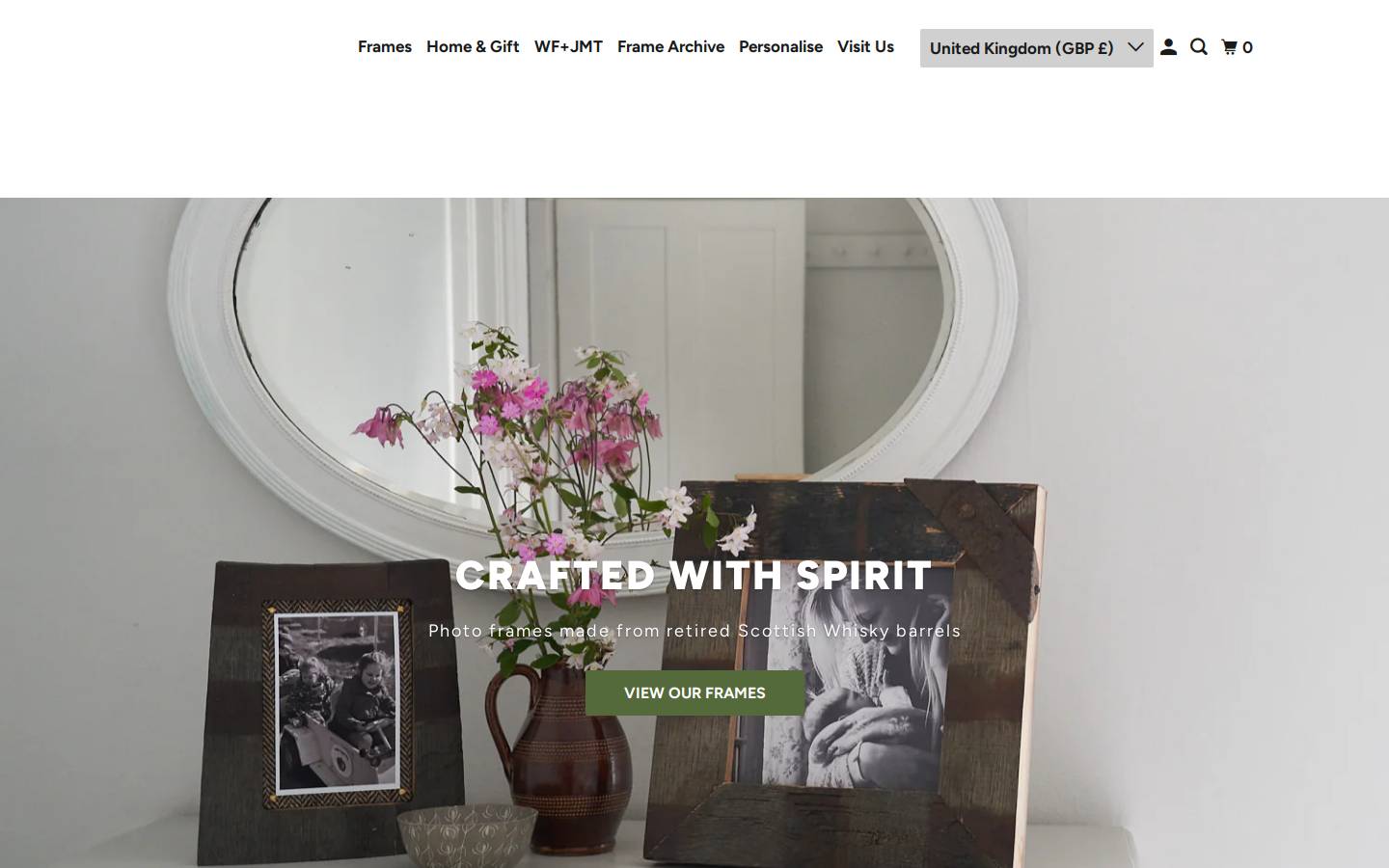 whiskyframes.com homepage screenshot