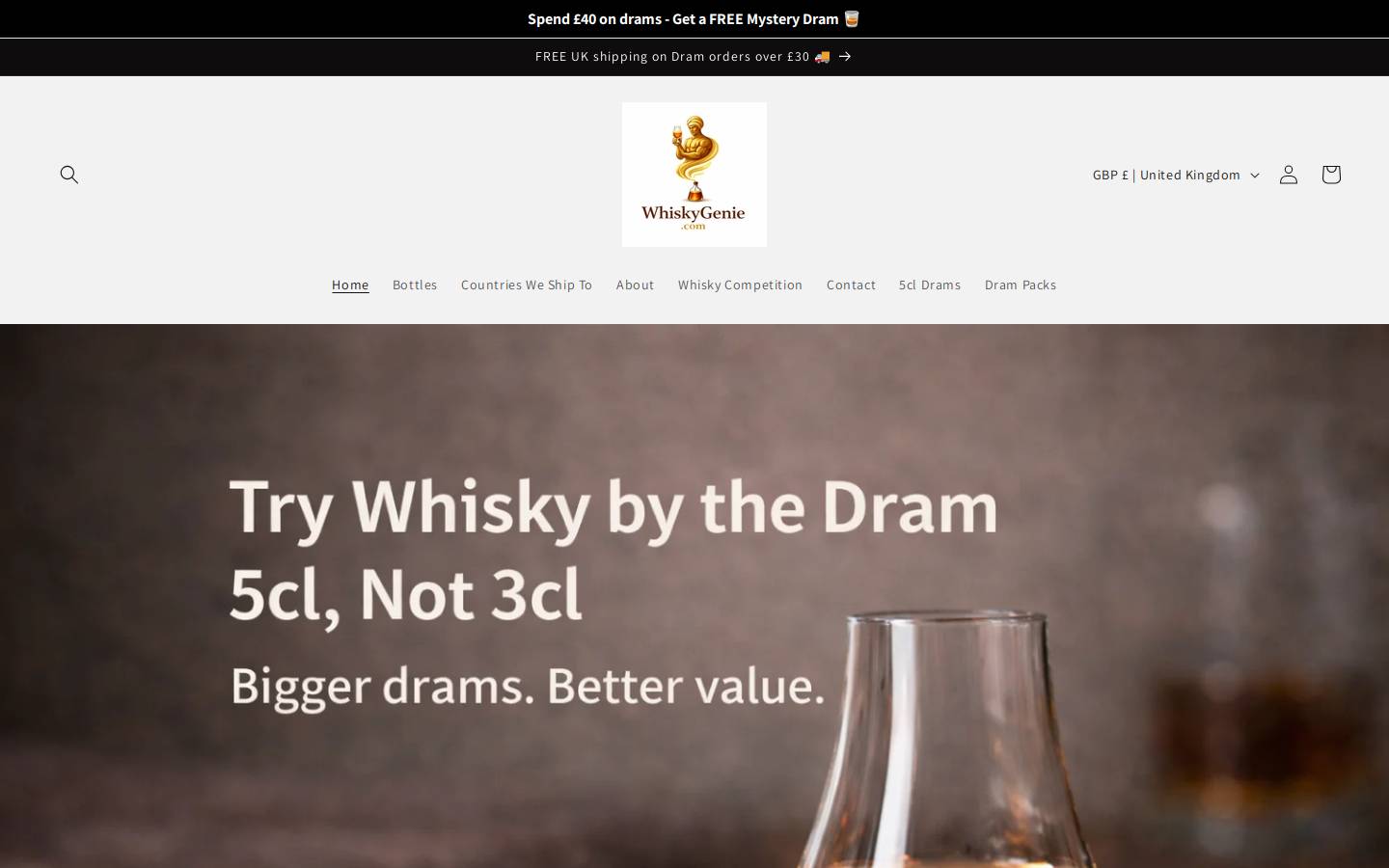 Whiskygenie homepage screenshot