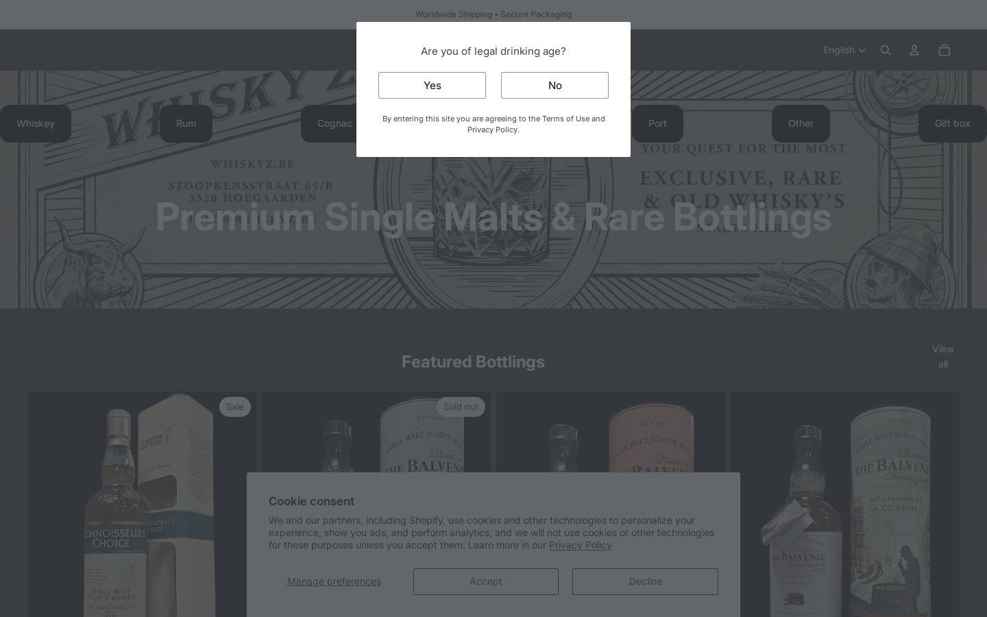 whiskyz.be homepage screenshot