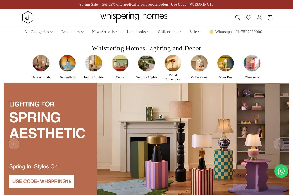 Whispering Homes homepage screenshot