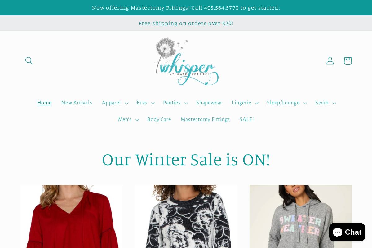 whisperintimates.com homepage screenshot