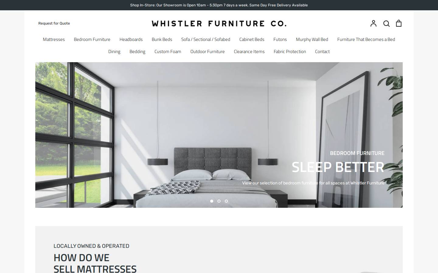 whistlerfurniture.ca homepage screenshot