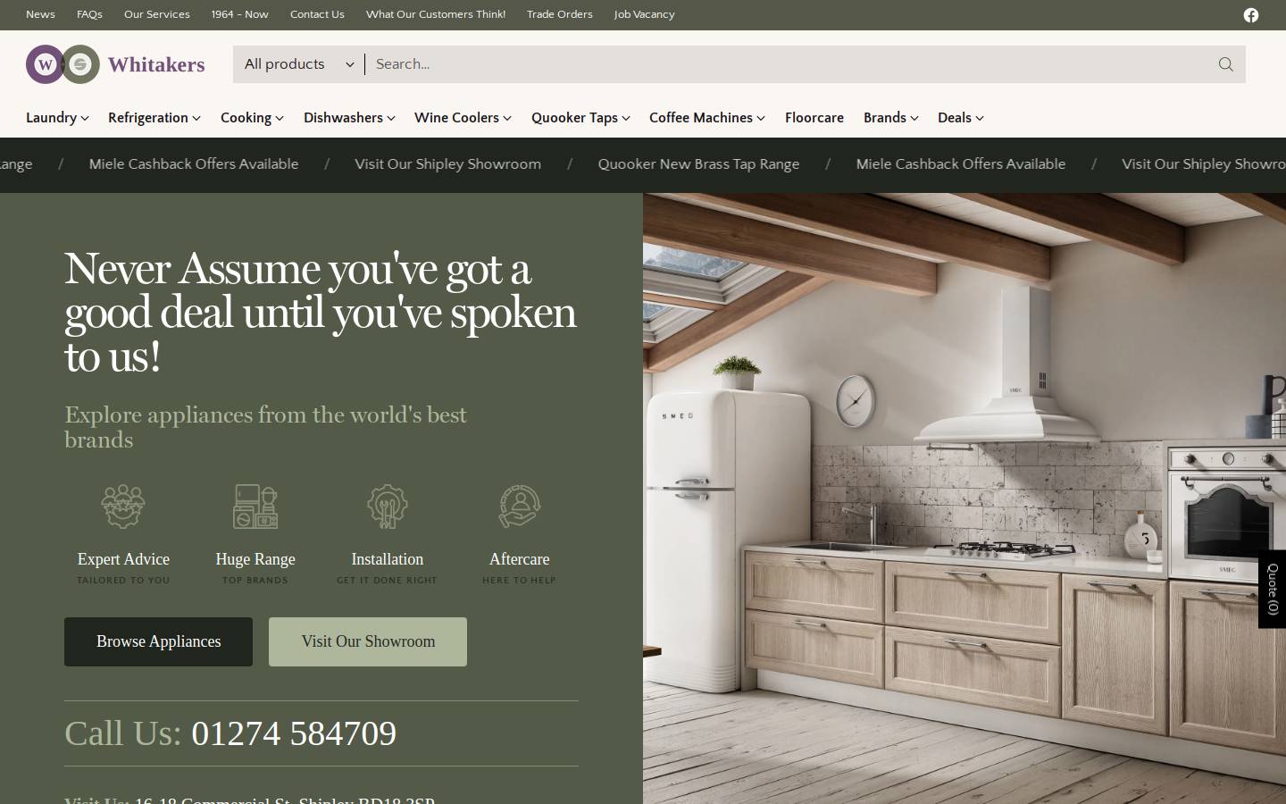 Whitakers Of Shipley homepage screenshot