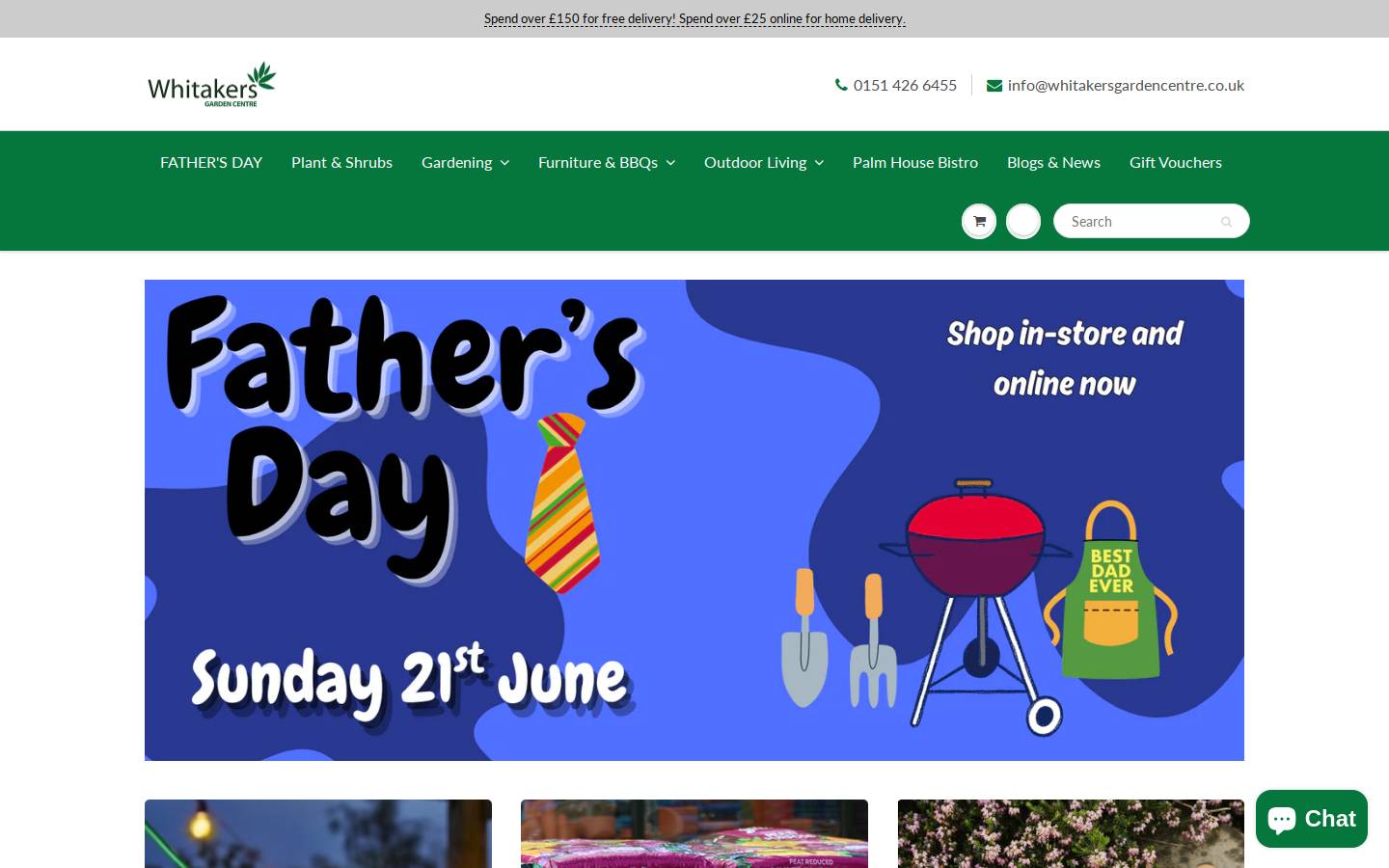 whitakersgardencentre.co.uk homepage screenshot