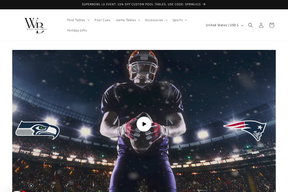 White Billiards homepage screenshot