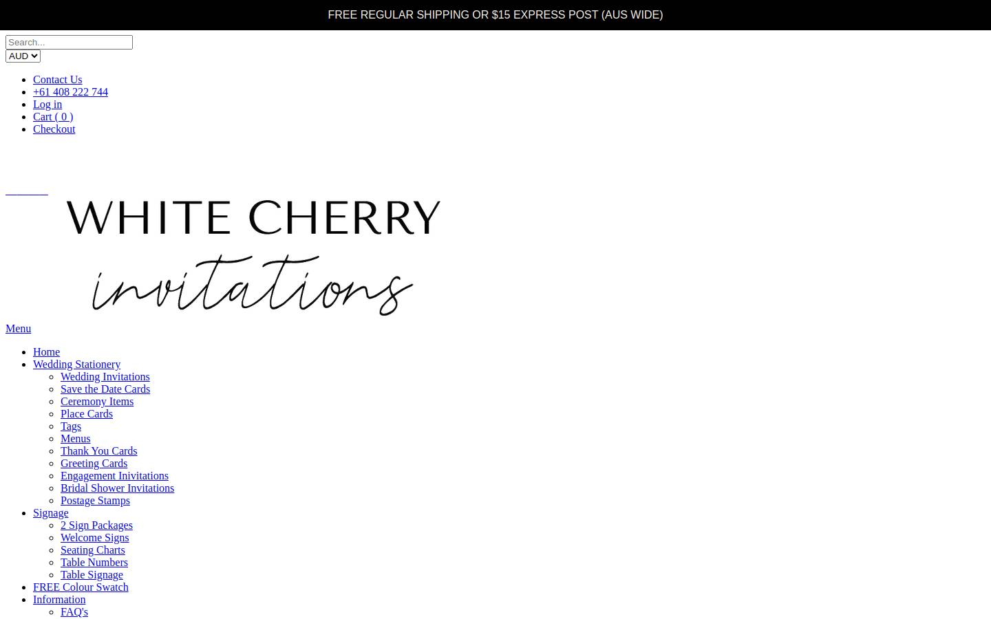 whitecherryinvitations.com.au homepage screenshot