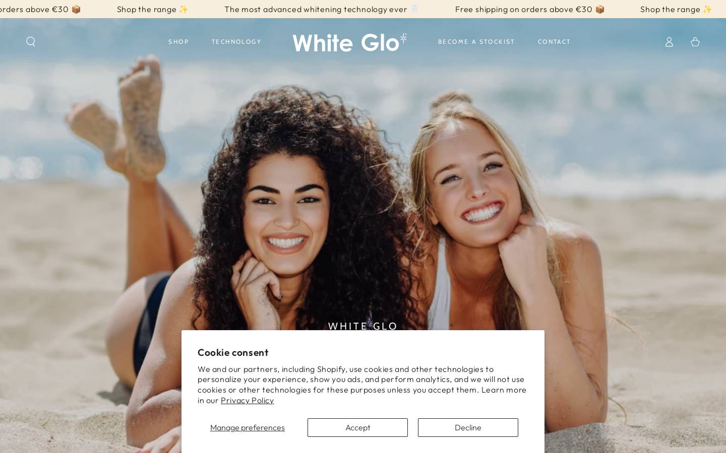 whitegloeu.com homepage screenshot