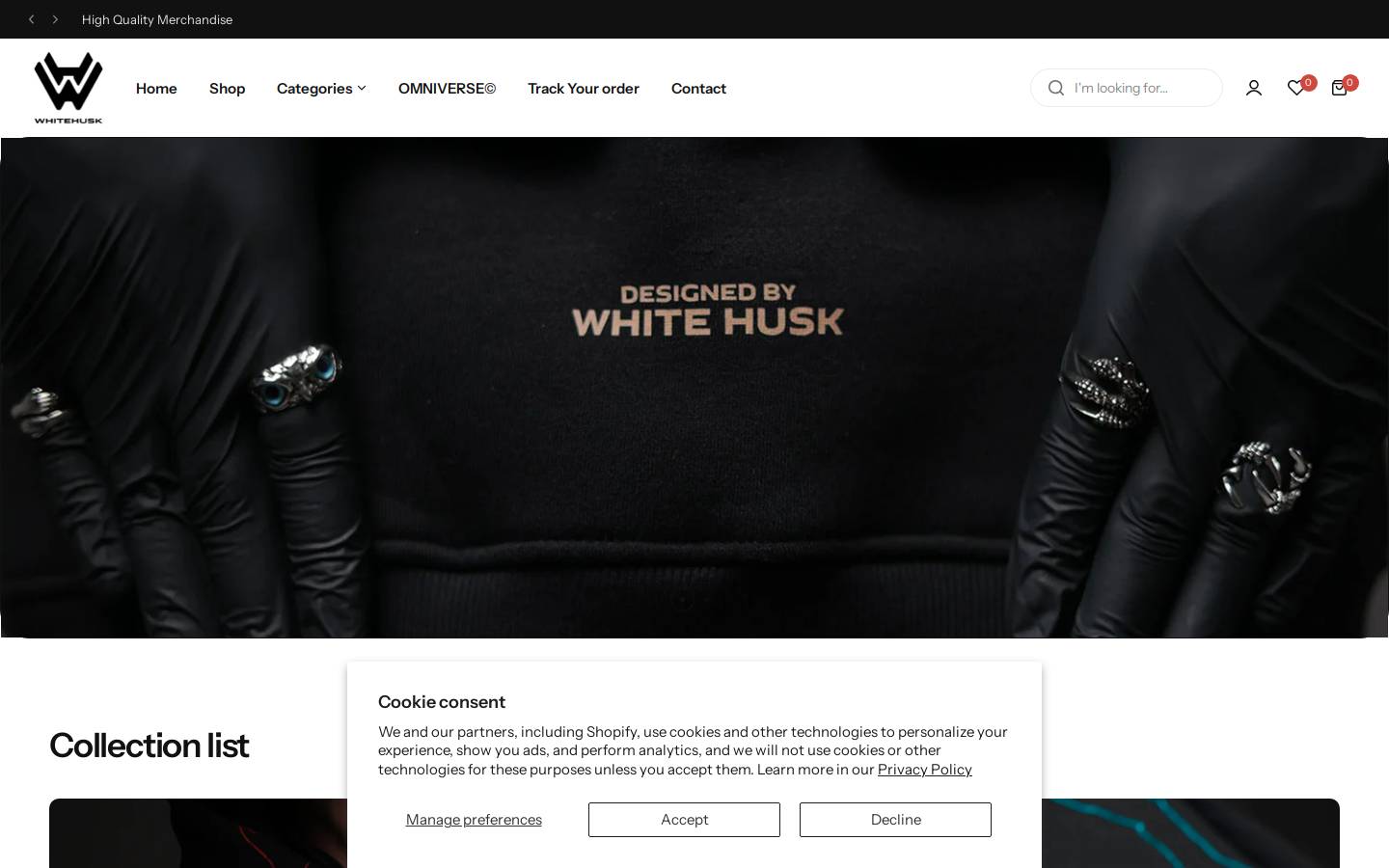 whitehusk.com homepage screenshot
