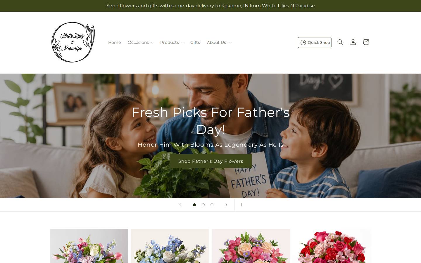 whiteliliesinparadise.com homepage screenshot