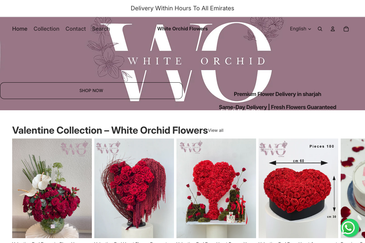 White Orchid Flowers homepage screenshot