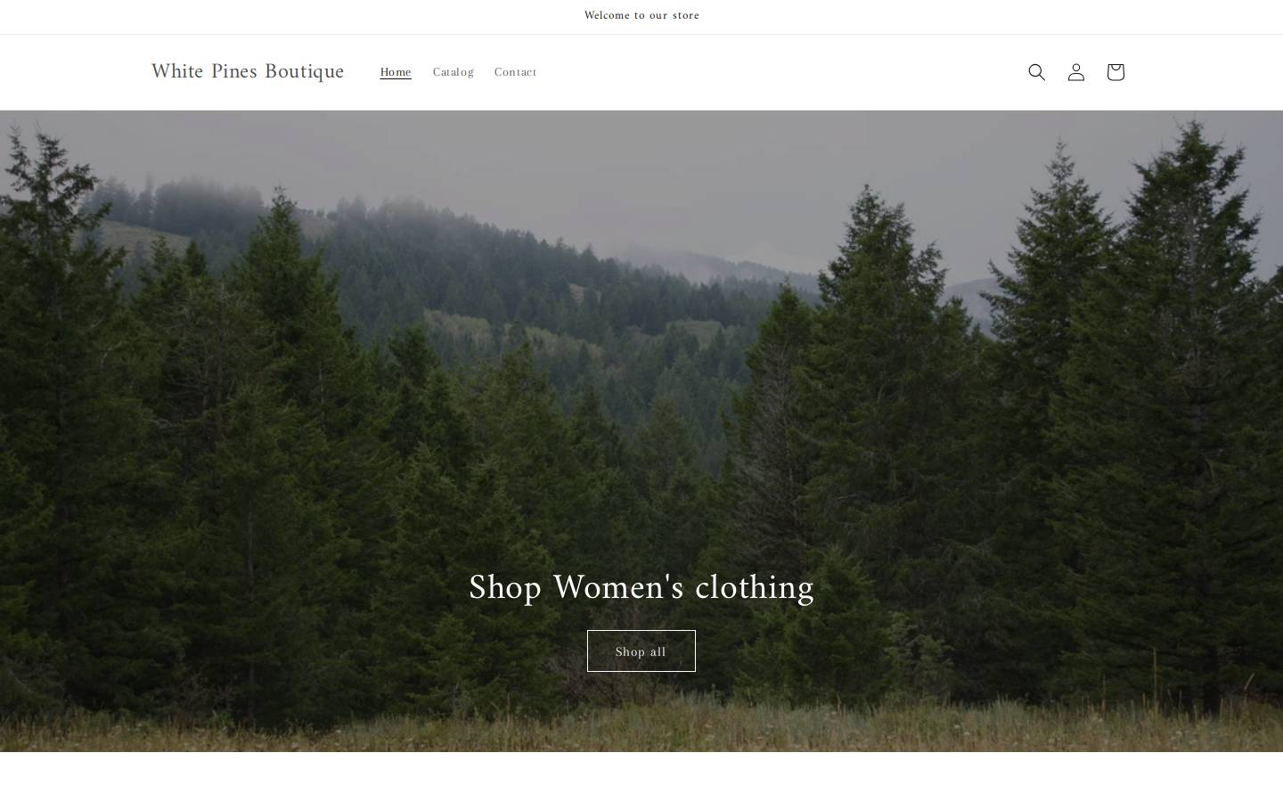 whitepinesboutique.com homepage screenshot