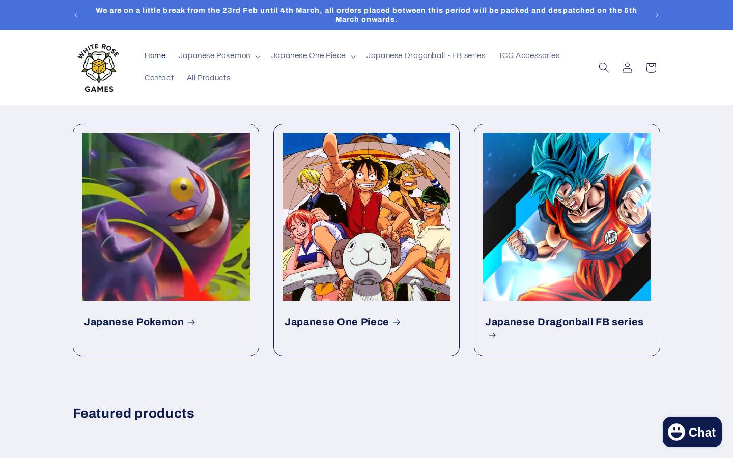 Whiterosegames homepage screenshot