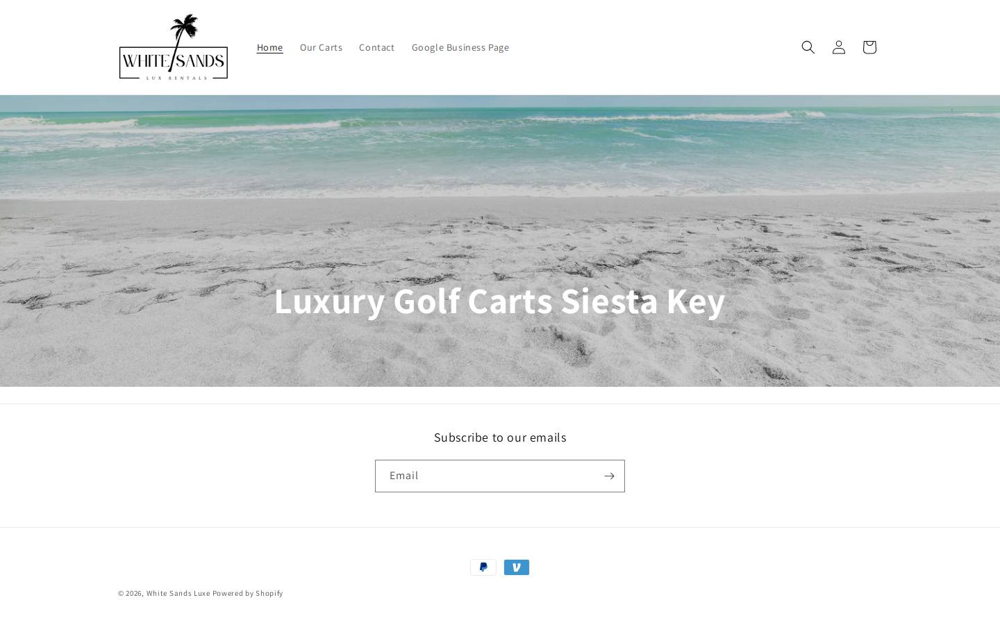 whitesandsluxe.com homepage screenshot