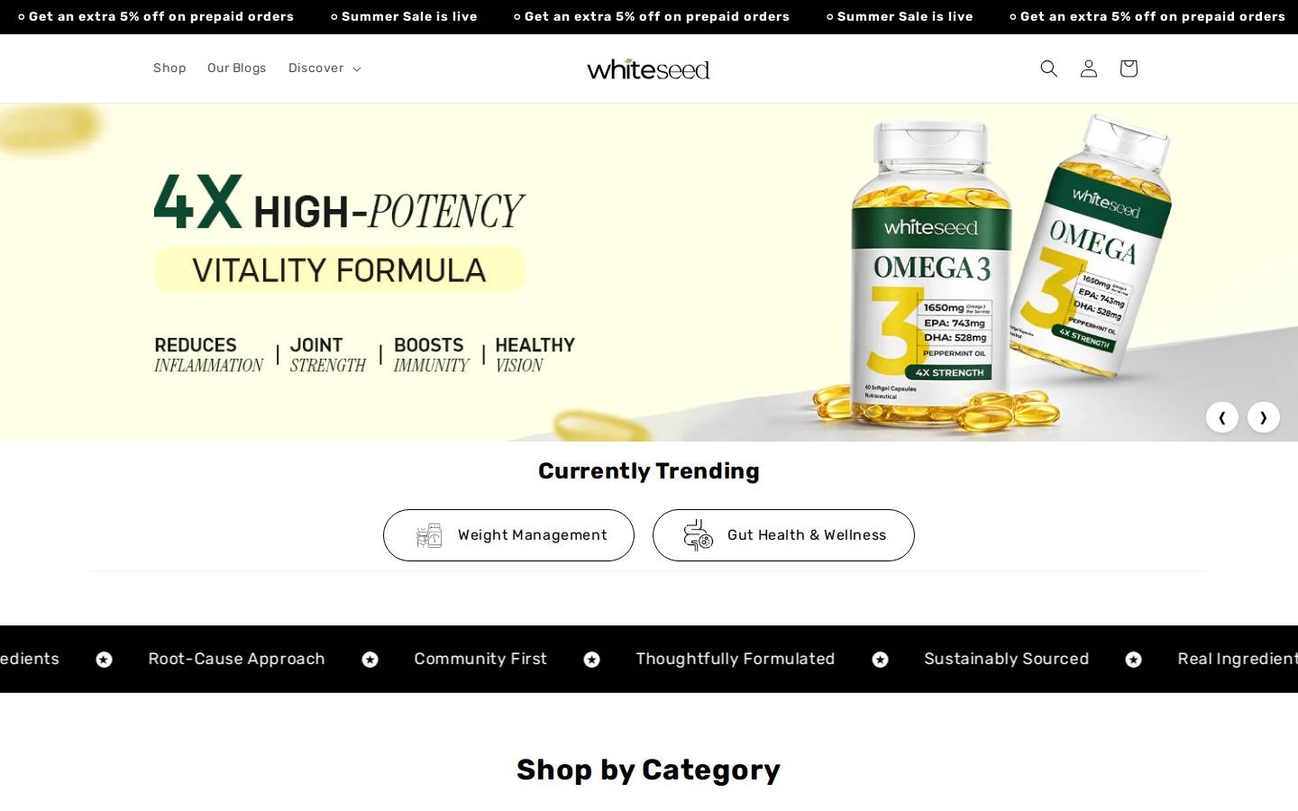 whiteseednutrition.com homepage screenshot