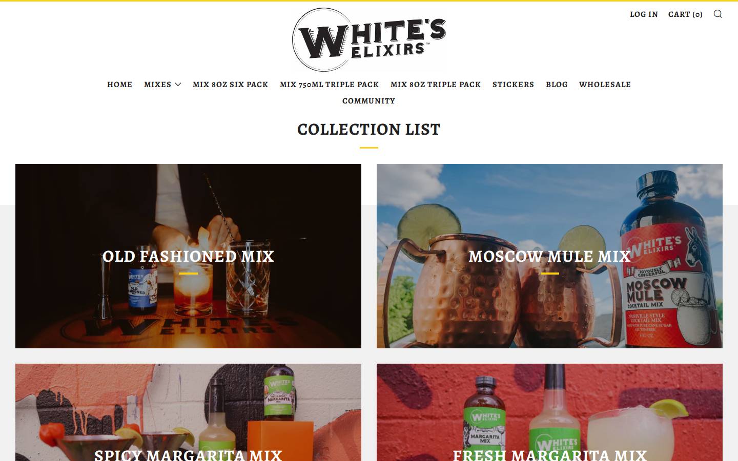 whiteselixirs.com homepage screenshot