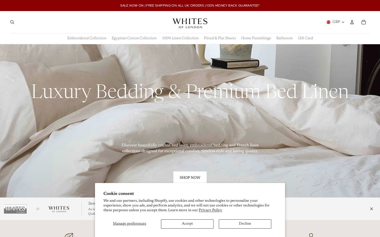 Whites of London homepage screenshot
