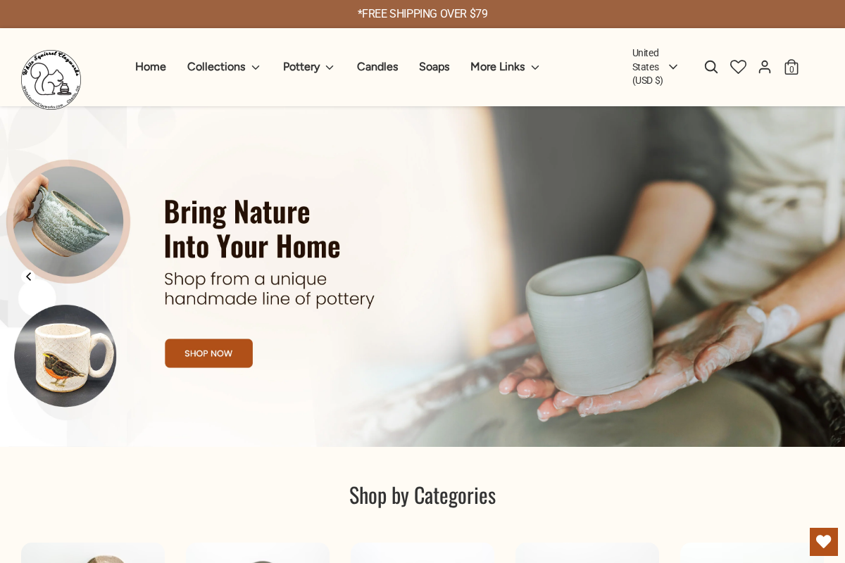 White Squirrel Clayworks homepage screenshot