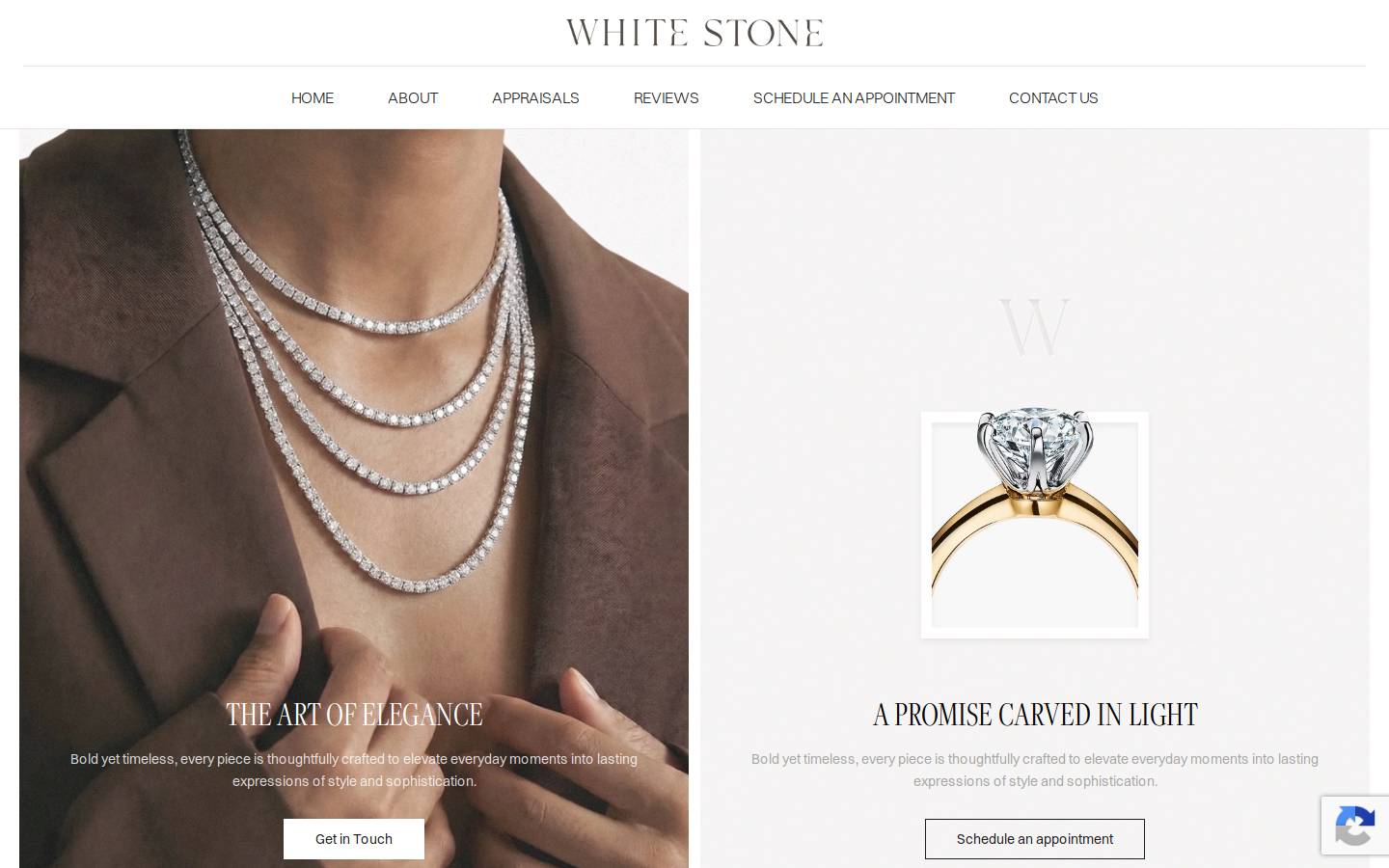 whitestonediamonds.com homepage screenshot