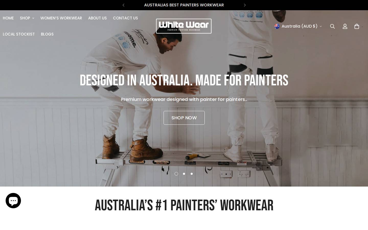 whitewear.com.au homepage screenshot