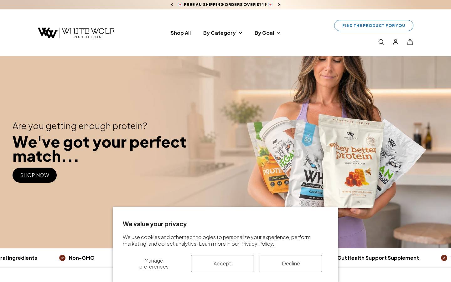 whitewolfnutrition.com homepage screenshot