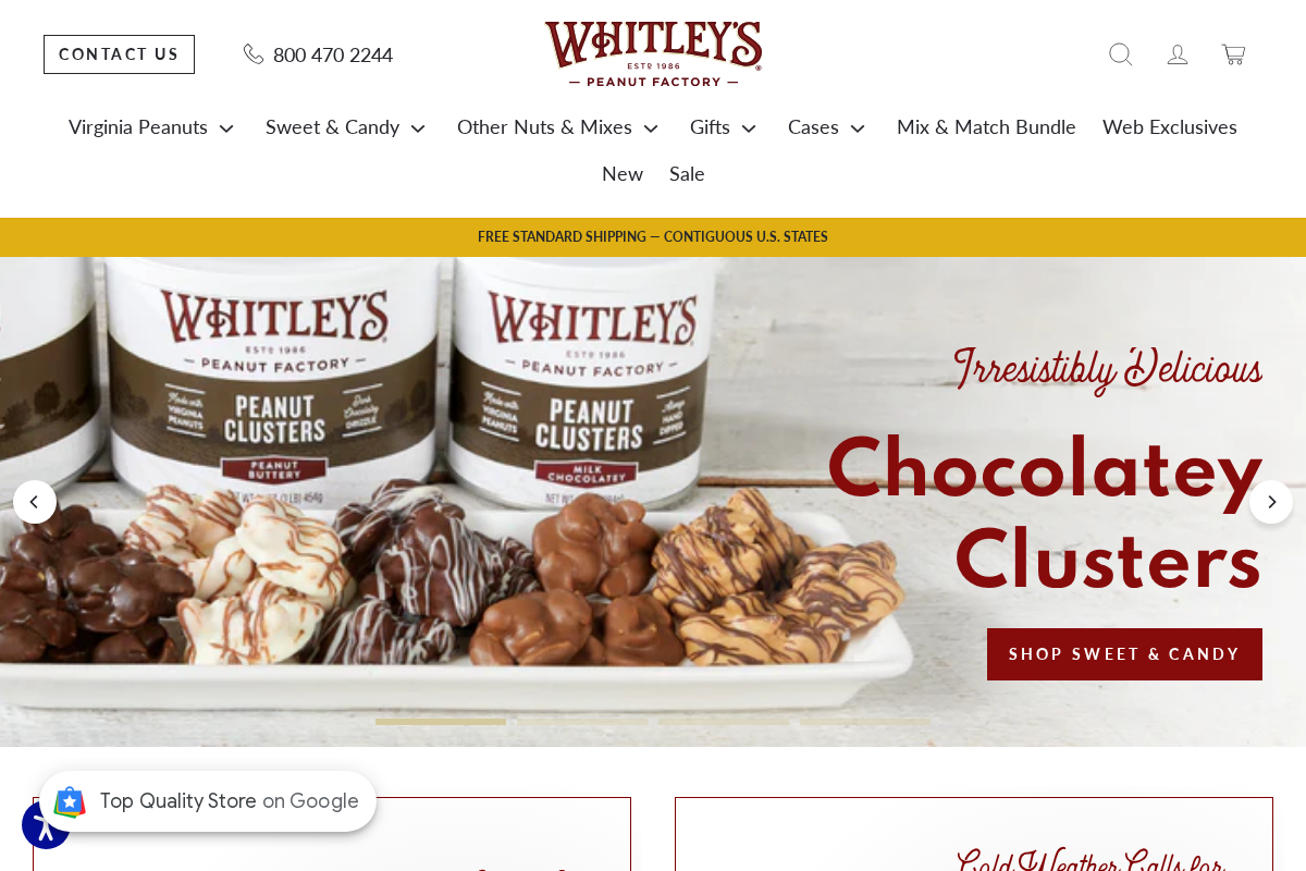 Whitley's Peanut Factory homepage screenshot