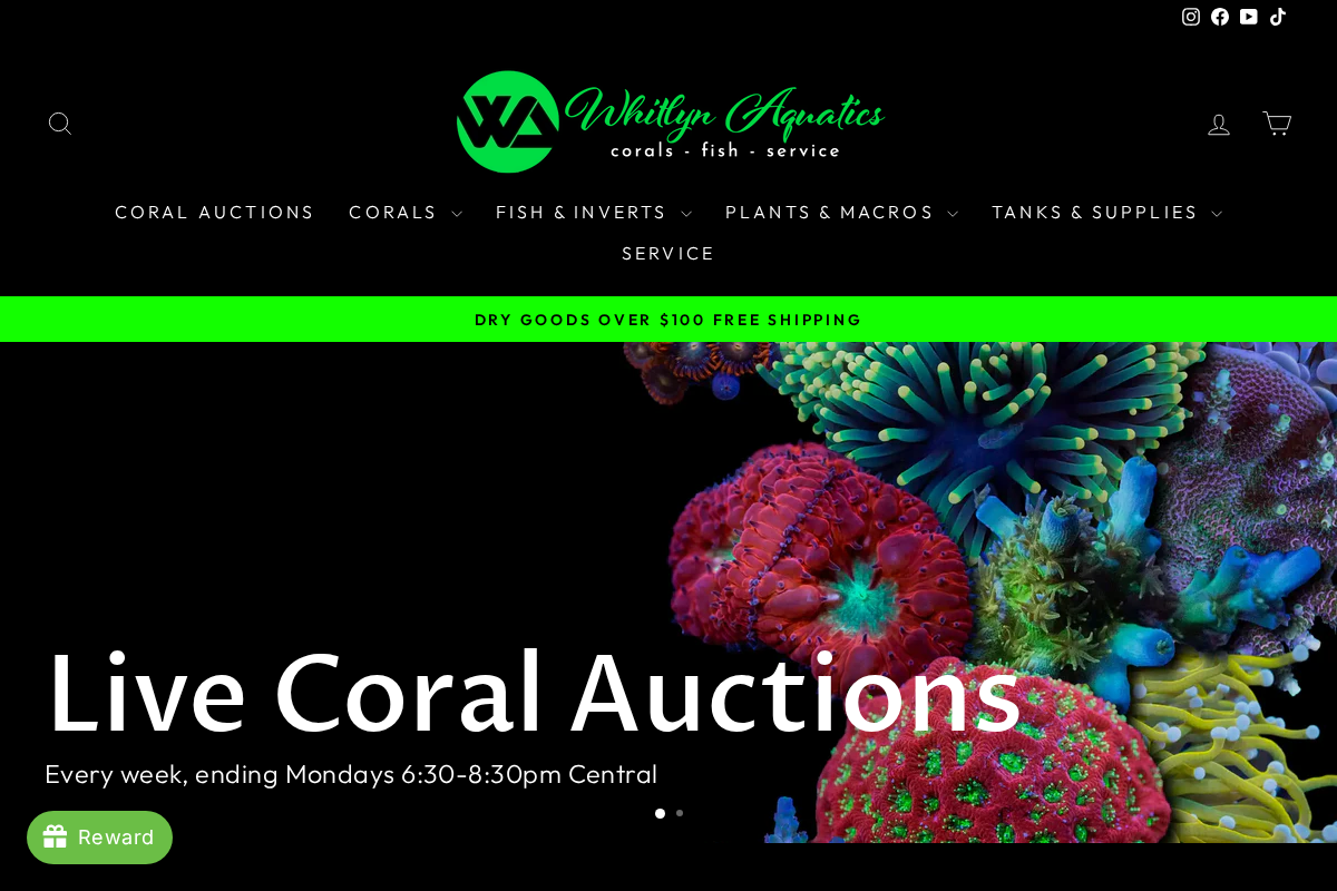 Whitlyn Aquatics homepage screenshot