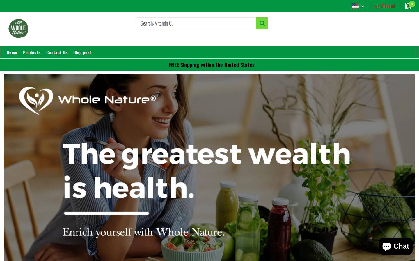 whole-nature.com homepage screenshot