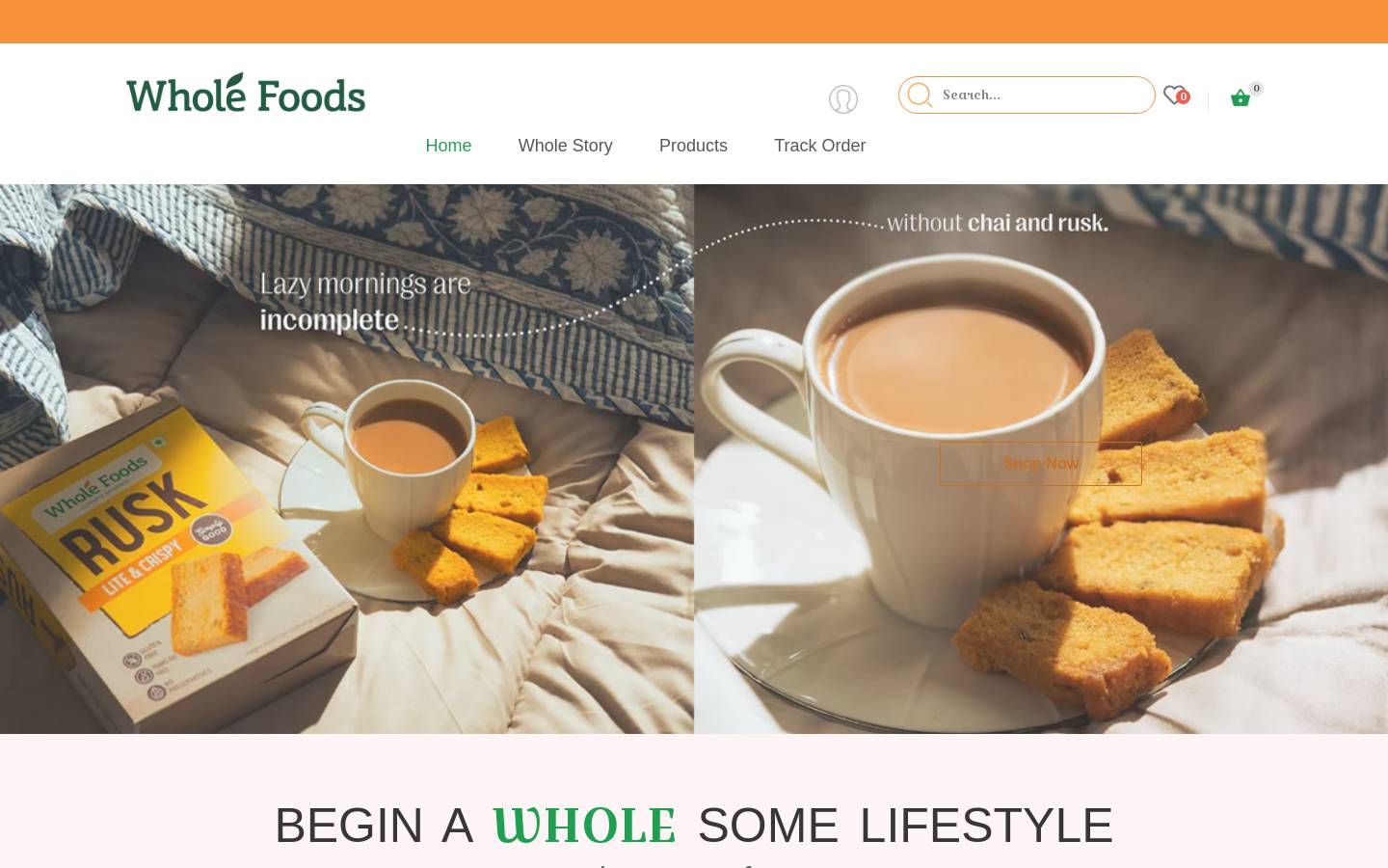 wholefoods.co.in homepage screenshot