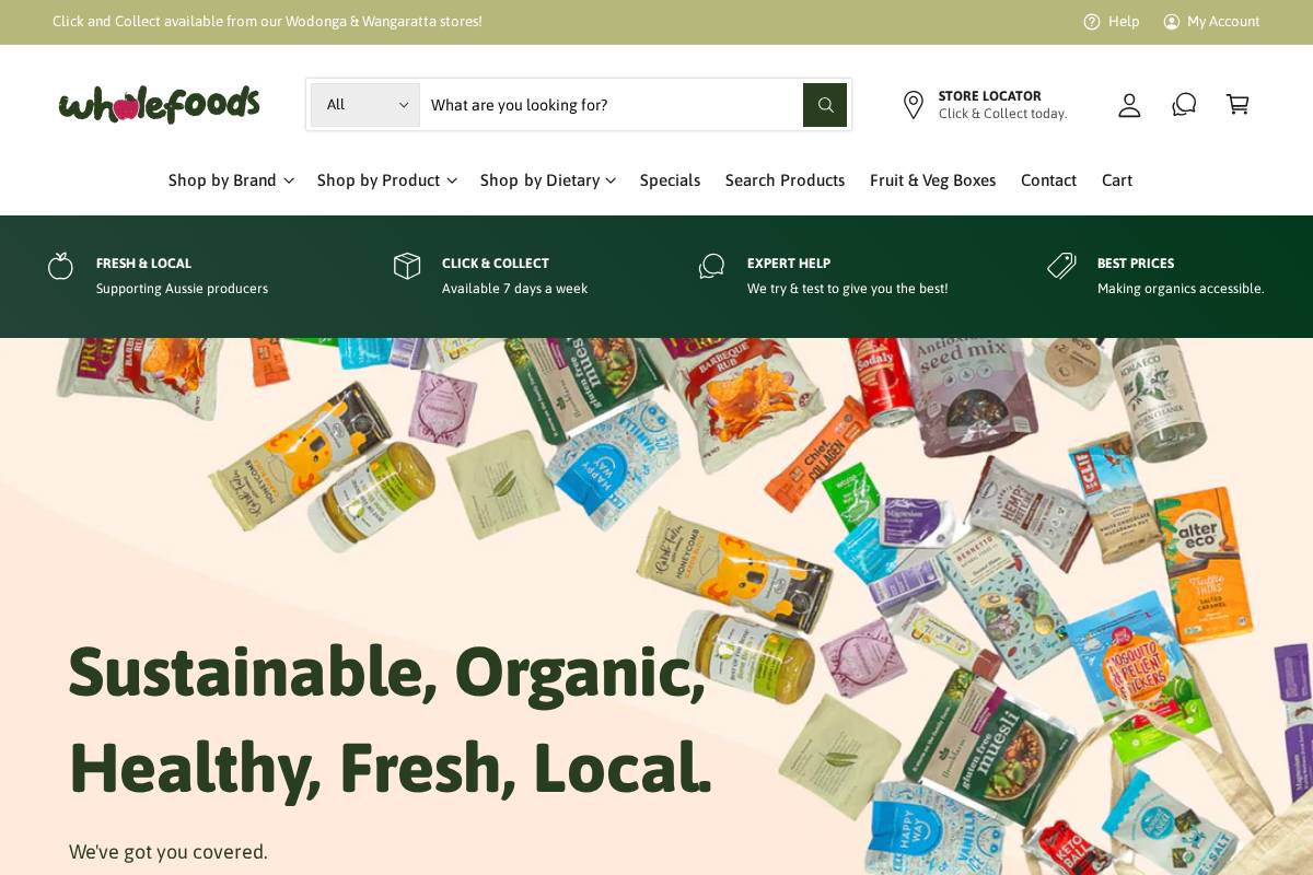 wholefoodsau.com homepage screenshot