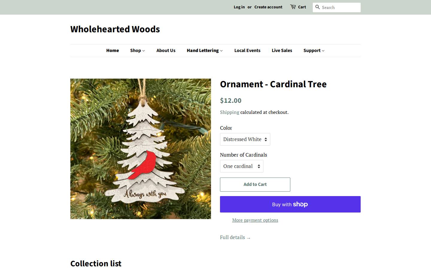 wholeheartedwoods.com homepage screenshot