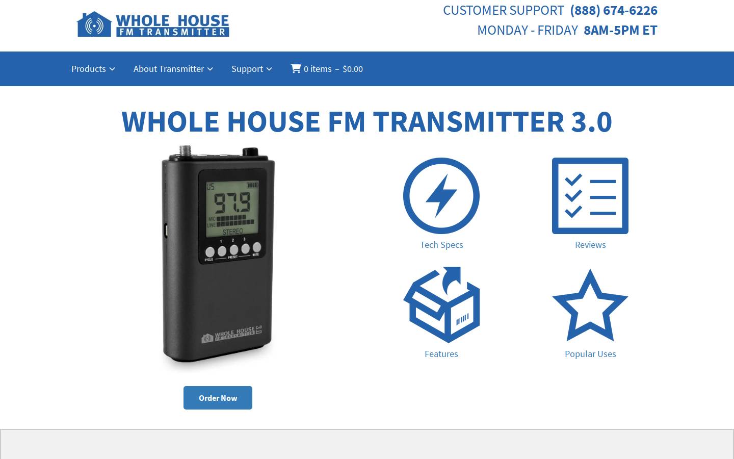 wholehousefmtransmitter.com homepage screenshot