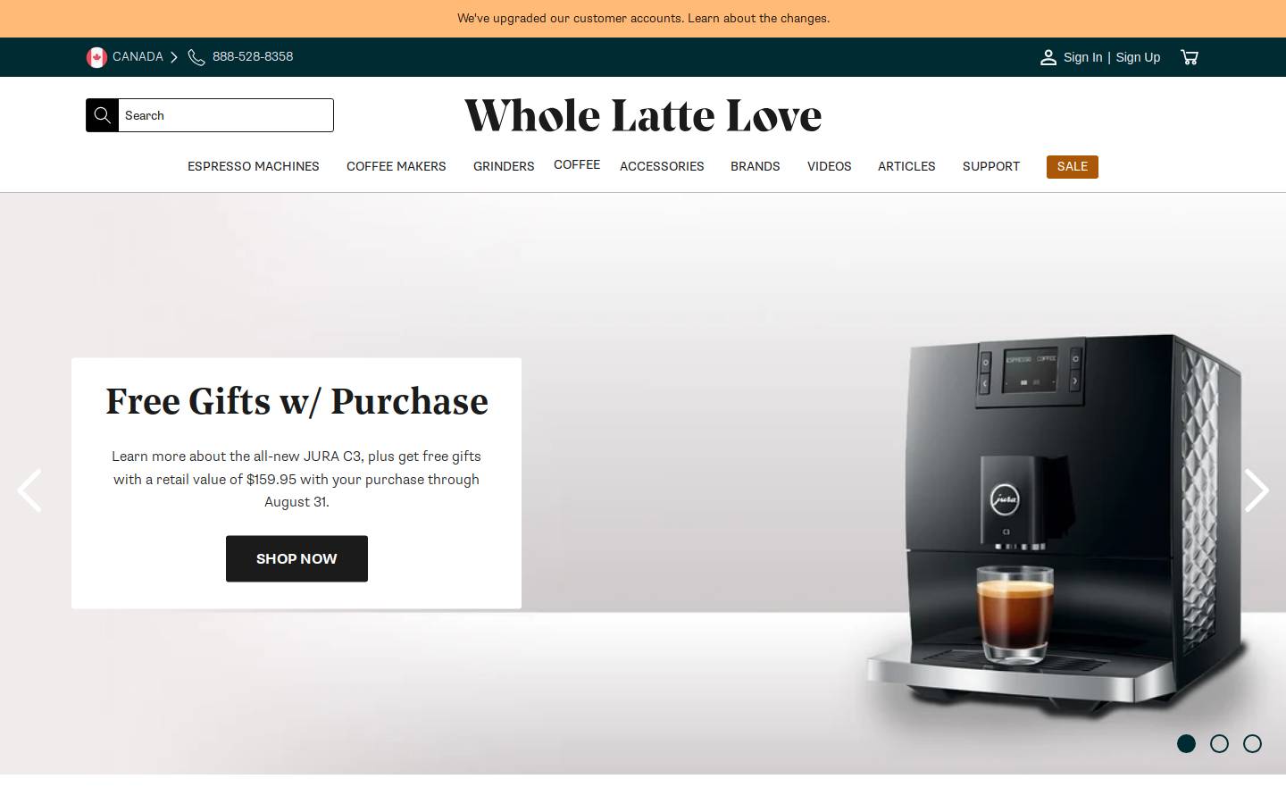 WholeLatteLove.com homepage screenshot