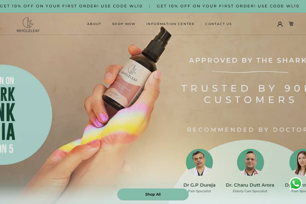 wholeleaf.in homepage screenshot