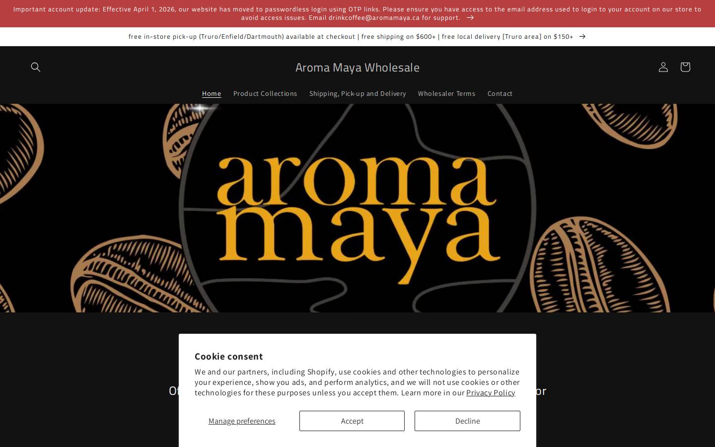 wholesale-aromamayacoffee.com homepage screenshot
