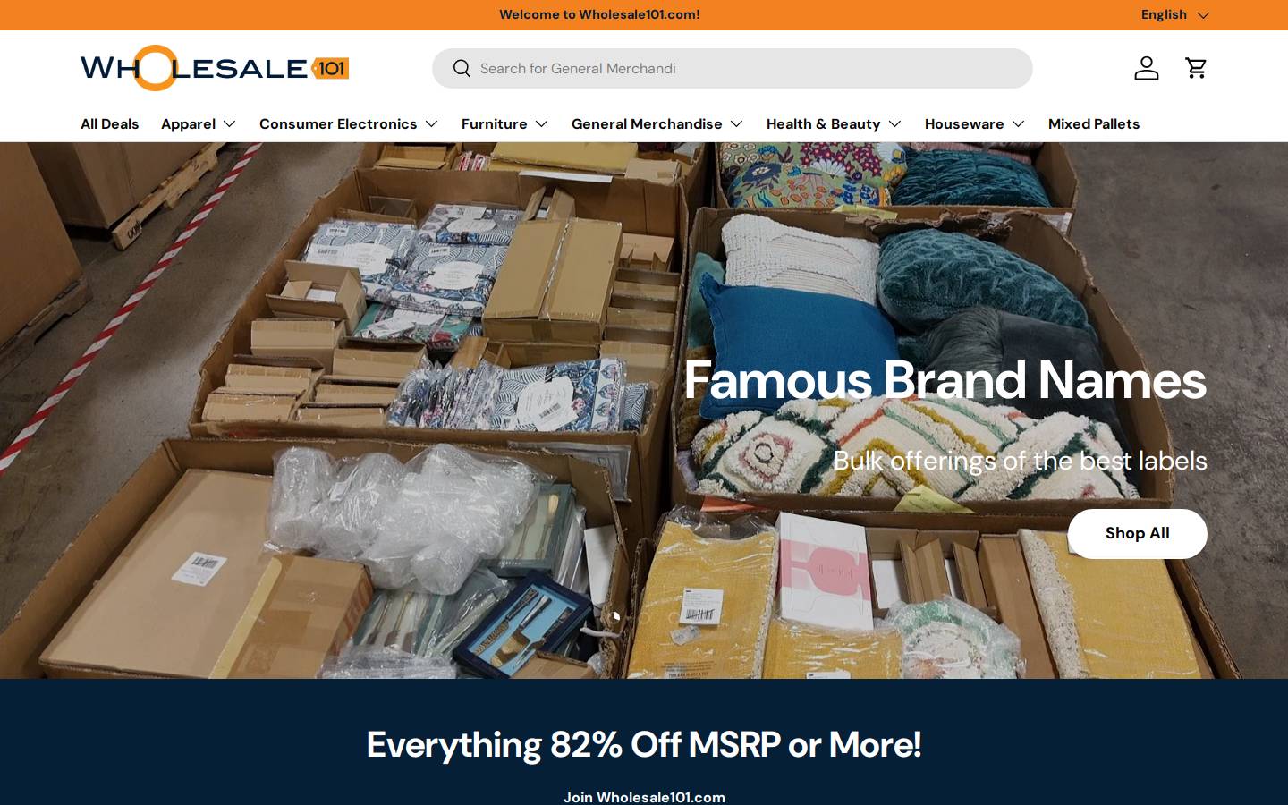 Wholesale101 homepage screenshot
