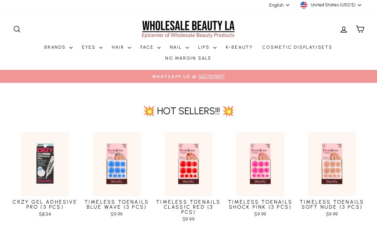 wholesalebeautyla.com homepage screenshot