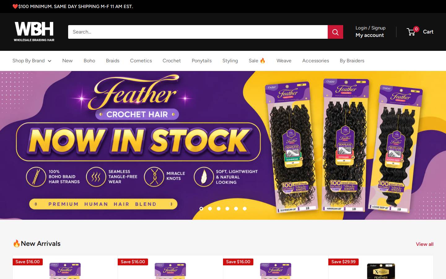 Wholesalebraidinghair homepage screenshot