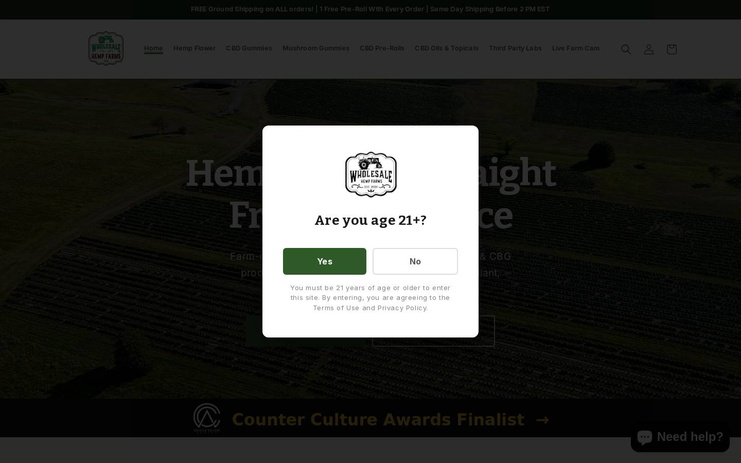 wholesalehempfarms.com homepage screenshot