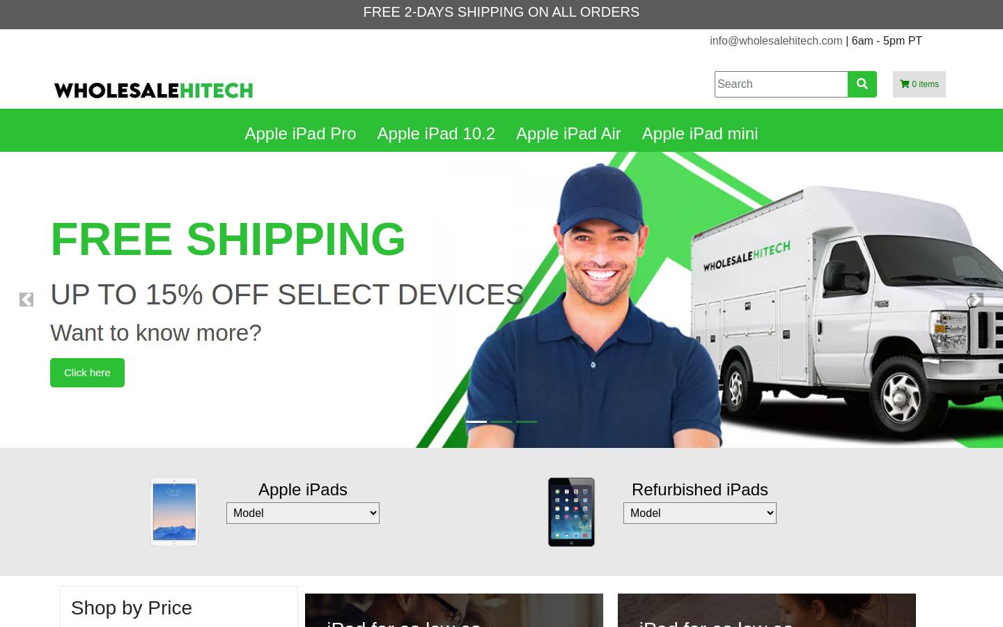 wholesalehitech.com homepage screenshot